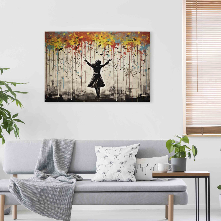 Print On Glass Rain Song - Colorful Graffiti in the Style of Banksy [Glass] 151877 additionalImage 3