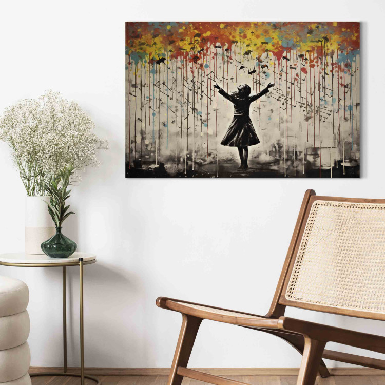 Print On Glass Rain Song - Colorful Graffiti in the Style of Banksy [Glass] 151877 additionalImage 6