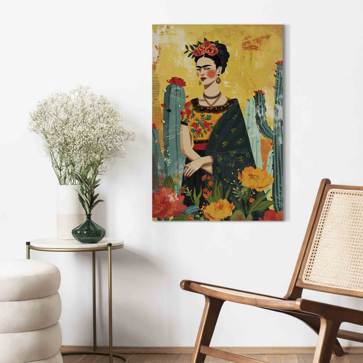Canvas Print Frida Kahlo - An Artistic Representation of the Artist With Cacti 152277 additionalImage 11