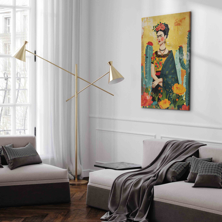 Canvas Print Frida Kahlo - An Artistic Representation of the Artist With Cacti 152277 additionalImage 4