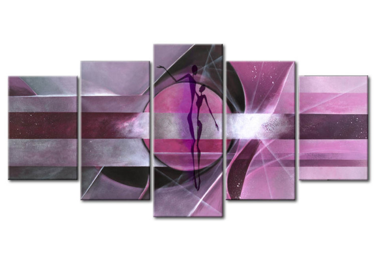 Canvas Print Purple Love (5-piece) - abstraction with figures and patterns 46677