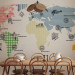 Wall Mural World map - outline of continents with coloured patterns on a white background 97077 additionalThumb 6