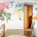 Wall Mural World map - outline of continents with coloured patterns on a white background 97077 additionalThumb 8