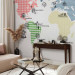 Wall Mural World map - outline of continents with coloured patterns on a white background 97077