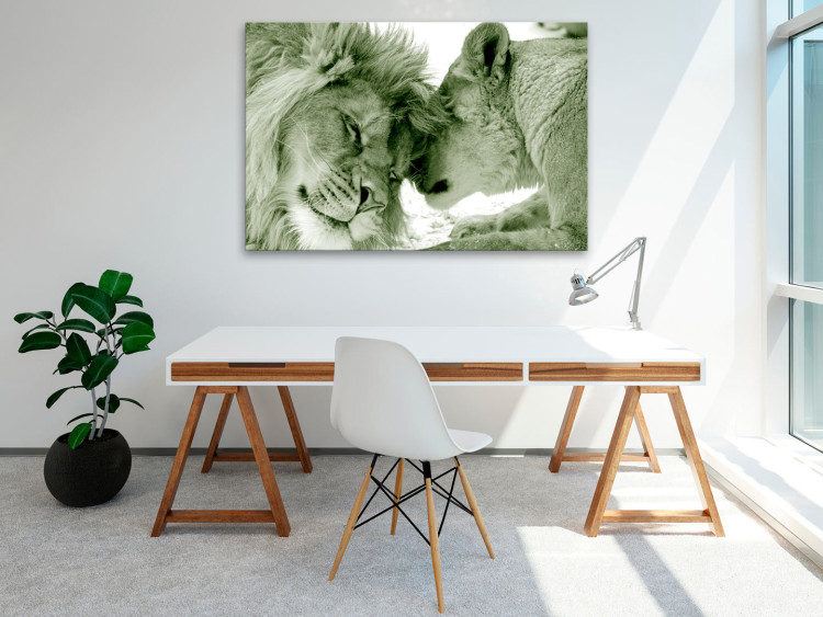 Canvas Whisper of Love - Romantic Animal Pair in Green Contrast 97577 additionalImage 3