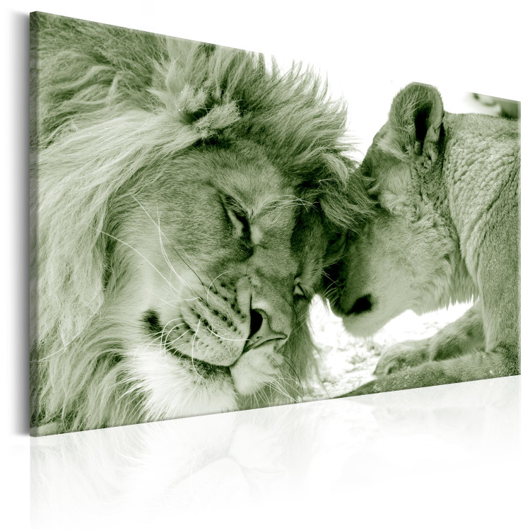 Canvas Whisper of Love - Romantic Animal Pair in Green Contrast 97577 additionalImage 2