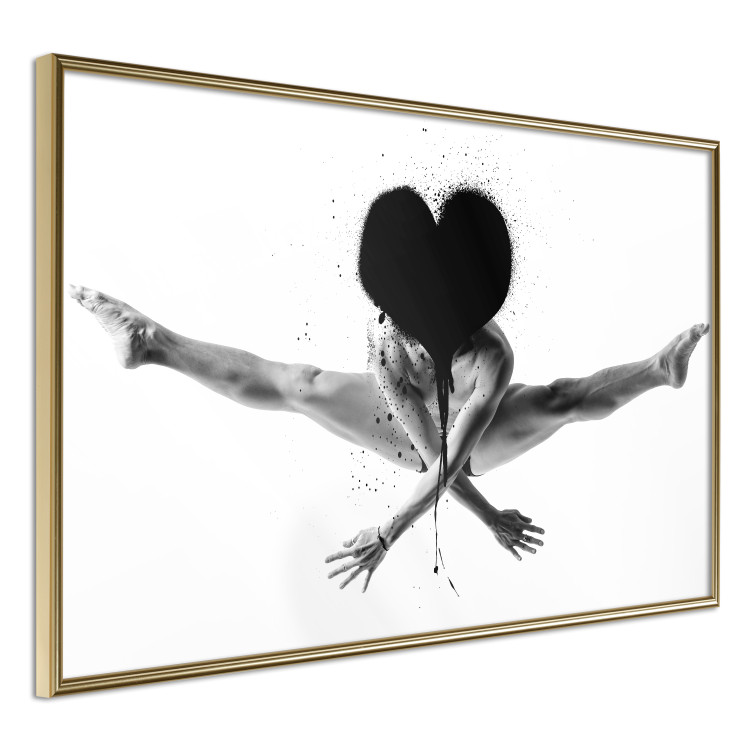 Wall Poster Leap - black and white composition with a man with a heart instead of a face 115187 additionalImage 12