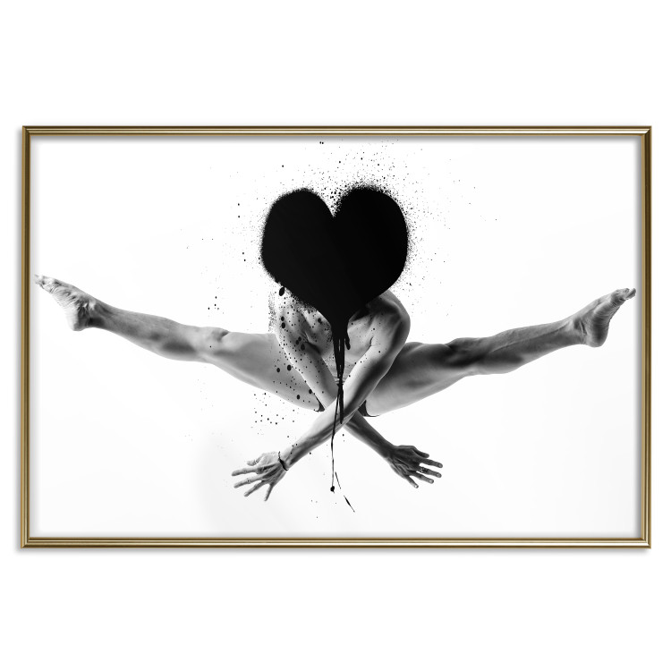 Wall Poster Leap - black and white composition with a man with a heart instead of a face 115187 additionalImage 16