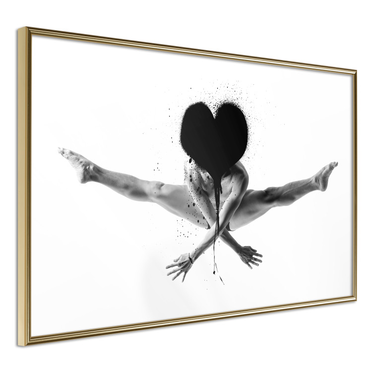 Wall Poster Leap - black and white composition with a man with a heart instead of a face 115187 additionalImage 6