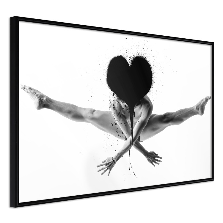 Wall Poster Leap - black and white composition with a man with a heart instead of a face 115187 additionalImage 10