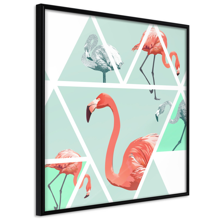 Wall Poster Geometric Flamingos - square - composition with pink birds and triangles 115287 additionalImage 7