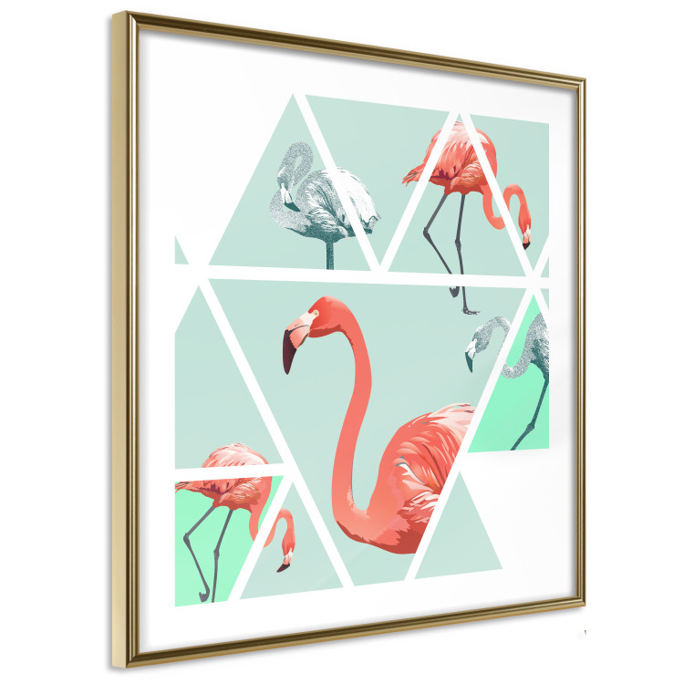 Wall Poster Geometric Flamingos - square - composition with pink birds and triangles 115287 additionalImage 5