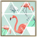 Wall Poster Geometric Flamingos - square - composition with pink birds and triangles 115287 additionalThumb 16