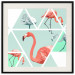 Wall Poster Geometric Flamingos - square - composition with pink birds and triangles 115287 additionalThumb 18