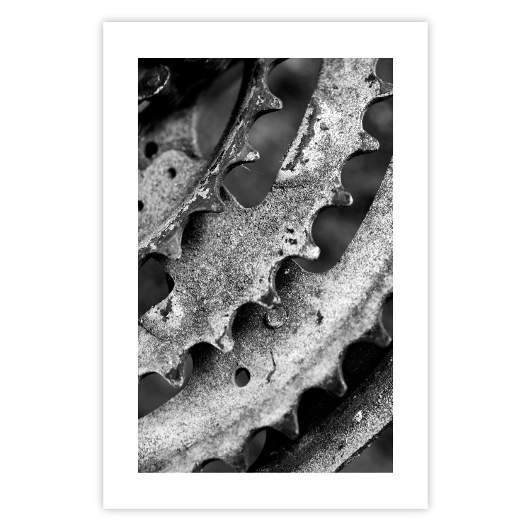 Poster Gear Wheels - black and white shot with a close-up of metal elements 117787 additionalImage 18