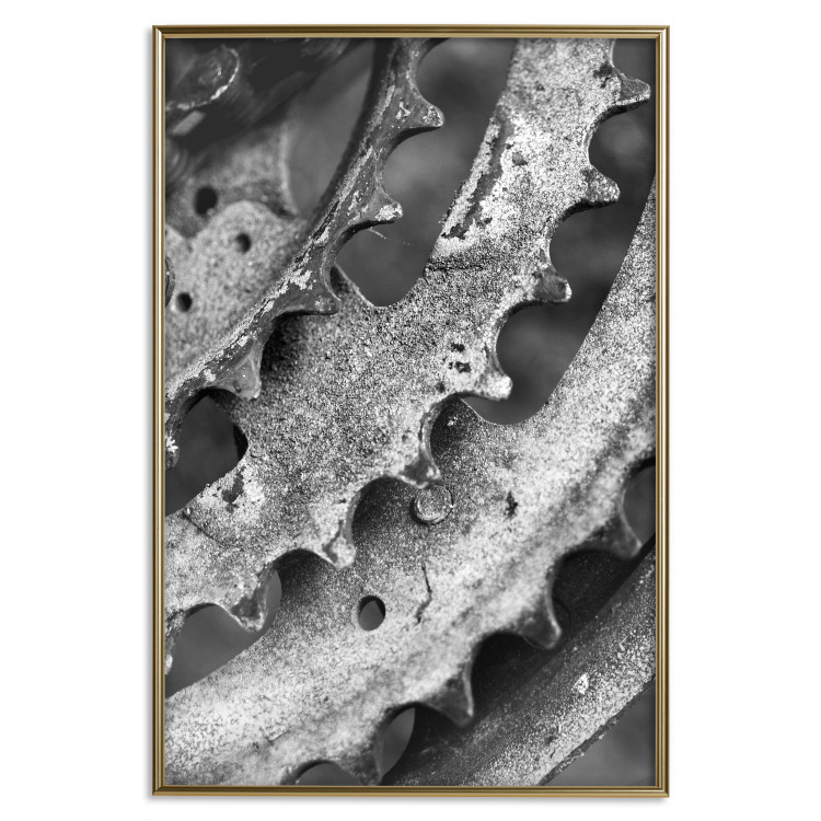 Poster Gear Wheels - black and white shot with a close-up of metal elements 117787 additionalImage 15