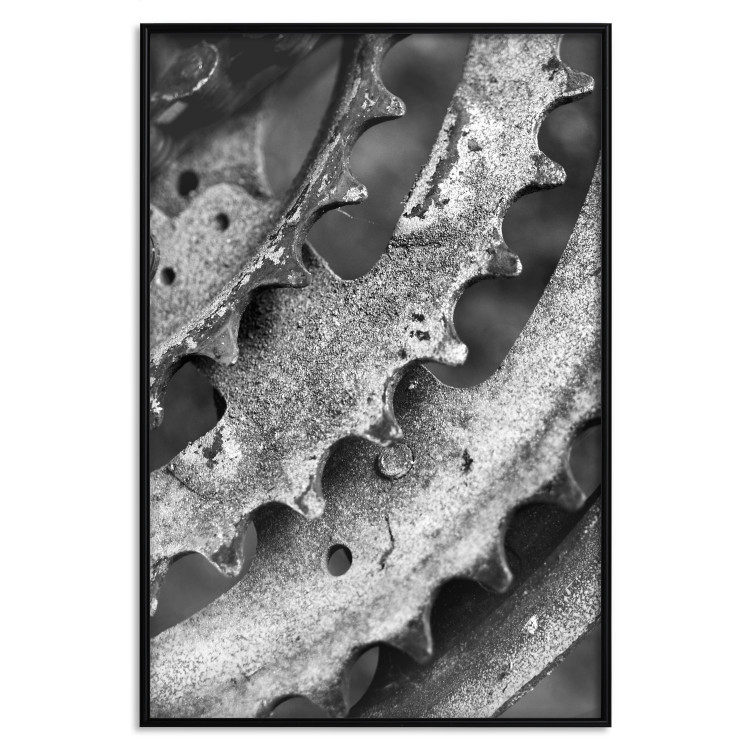 Poster Gear Wheels - black and white shot with a close-up of metal elements 117787 additionalImage 16