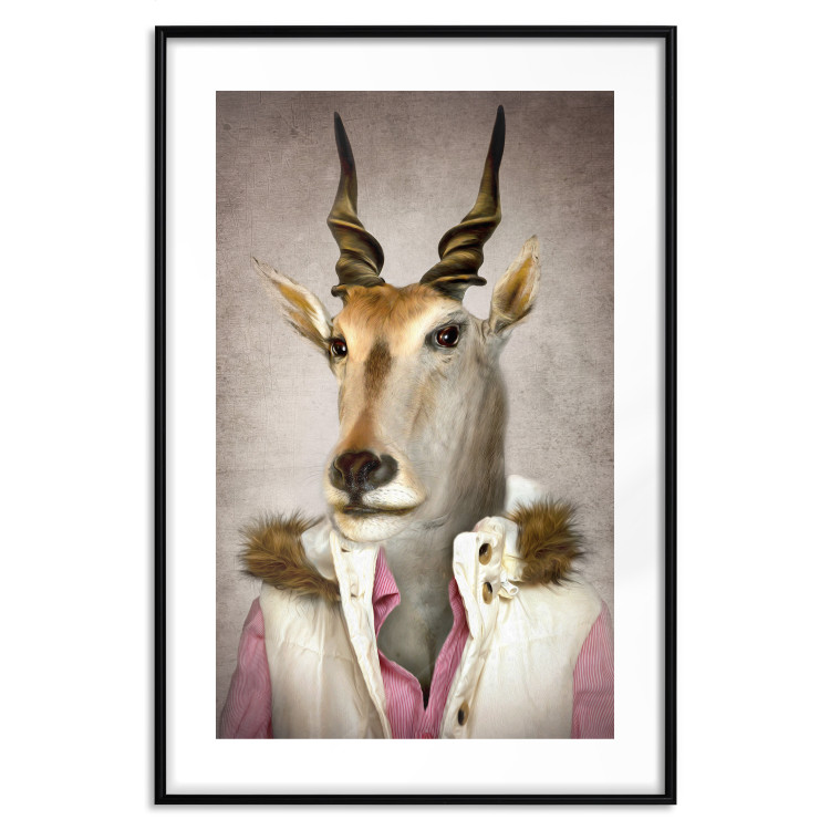 Poster Antelope Jessica - portrait of an animal with a human silhouette in a vest 117887 additionalImage 15