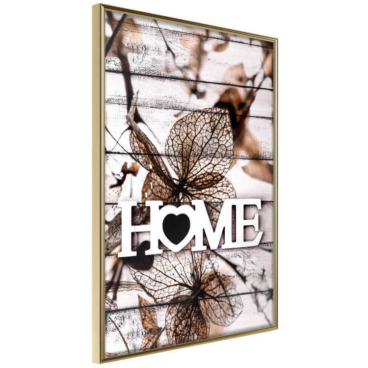Wall Poster Living Home - autumn composition with a white inscription and flowers in the background 118287 additionalImage 11