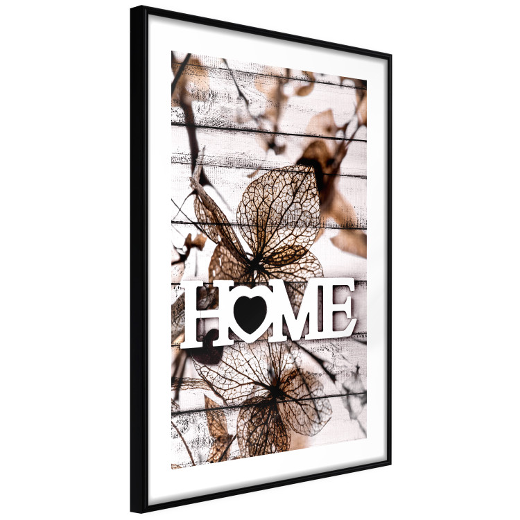 Wall Poster Living Home - autumn composition with a white inscription and flowers in the background 118287 additionalImage 10