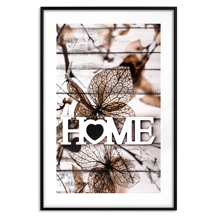 Wall Poster Living Home - autumn composition with a white inscription and flowers in the background 118287 additionalImage 14