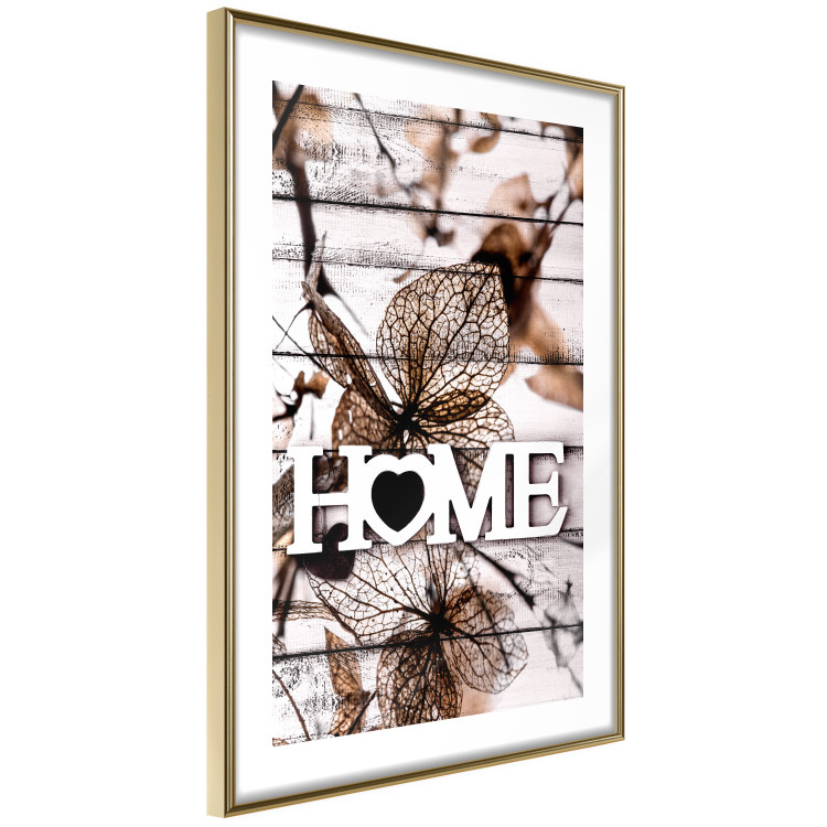 Wall Poster Living Home - autumn composition with a white inscription and flowers in the background 118287 additionalImage 5