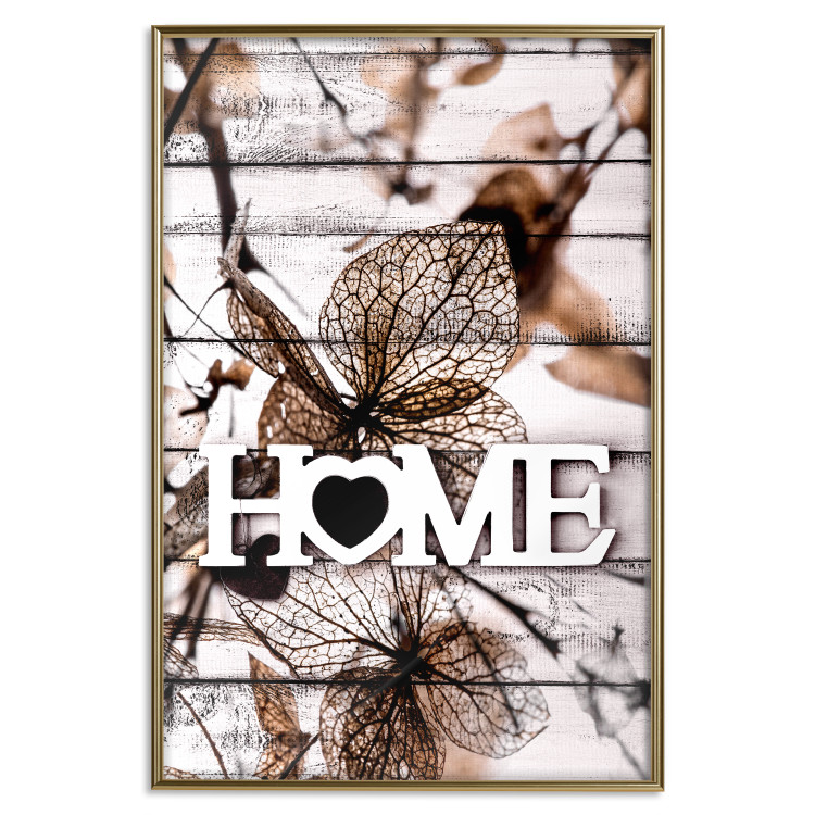 Wall Poster Living Home - autumn composition with a white inscription and flowers in the background 118287 additionalImage 15