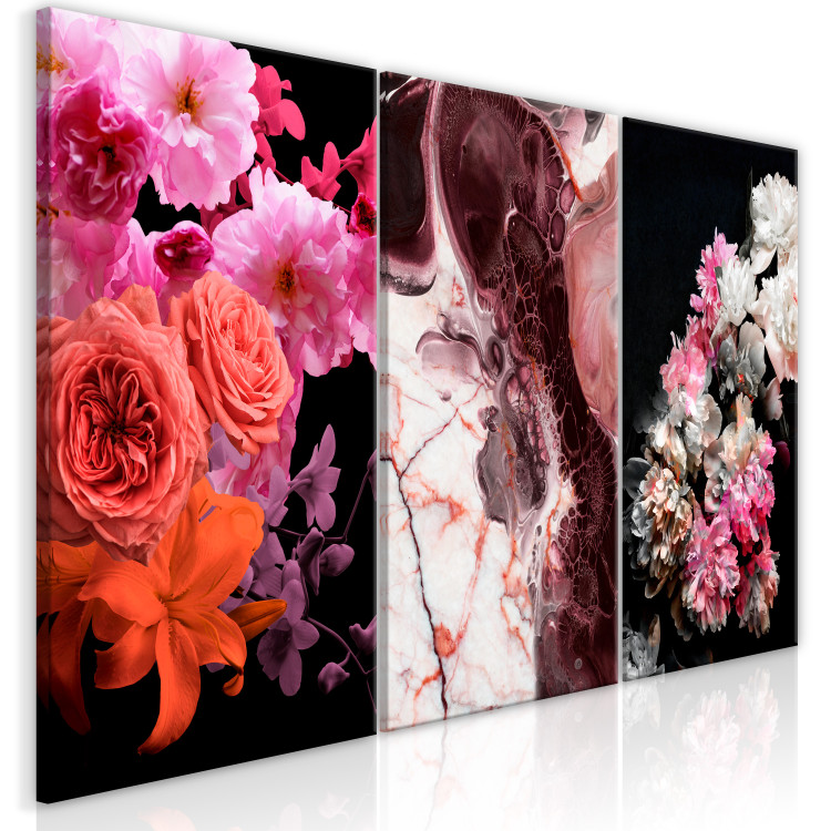 Canvas Print Colorful elegance - lush flowers and vegetation combined with marble 118387 additionalImage 2