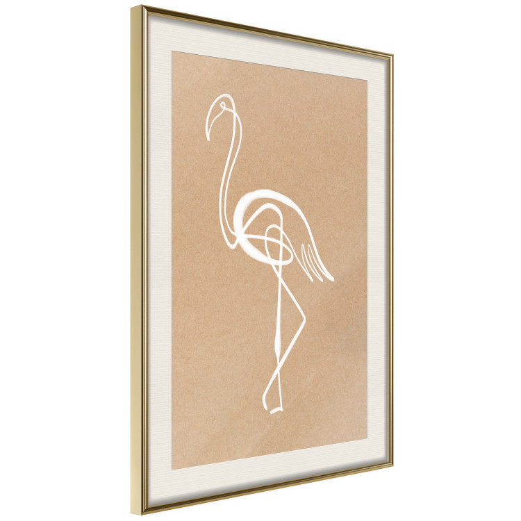 Wall Poster White Flamingo - delicate line art with a bird on a uniform beige background 118987 additionalImage 2