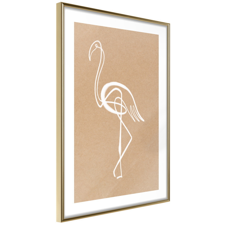 Wall Poster White Flamingo - delicate line art with a bird on a uniform beige background 118987 additionalImage 8