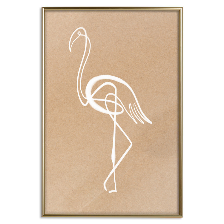 Wall Poster White Flamingo - delicate line art with a bird on a uniform beige background 118987 additionalImage 20