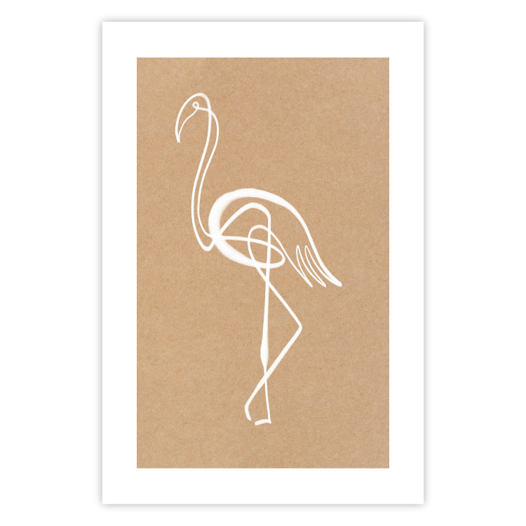 Wall Poster White Flamingo - delicate line art with a bird on a uniform beige background 118987 additionalImage 19