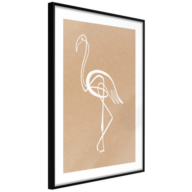 Wall Poster White Flamingo - delicate line art with a bird on a uniform beige background 118987 additionalImage 11