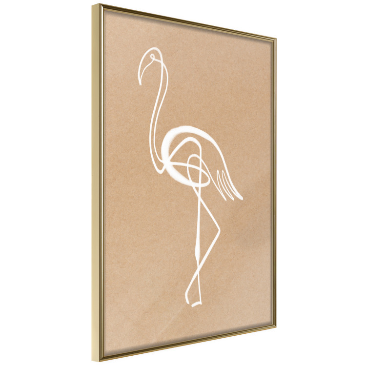 Wall Poster White Flamingo - delicate line art with a bird on a uniform beige background 118987 additionalImage 12