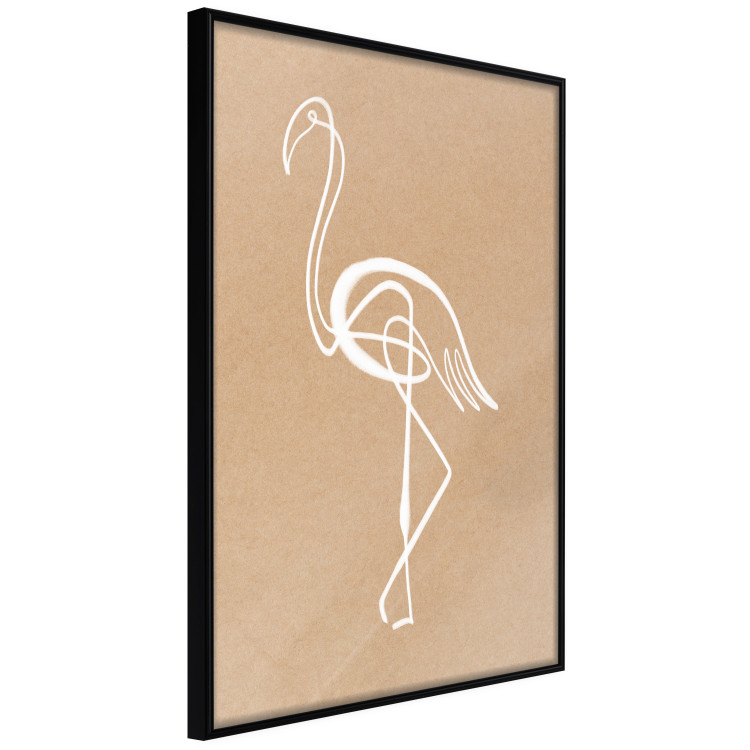 Wall Poster White Flamingo - delicate line art with a bird on a uniform beige background 118987 additionalImage 10