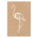 Wall Poster White Flamingo - delicate line art with a bird on a uniform beige background 118987
