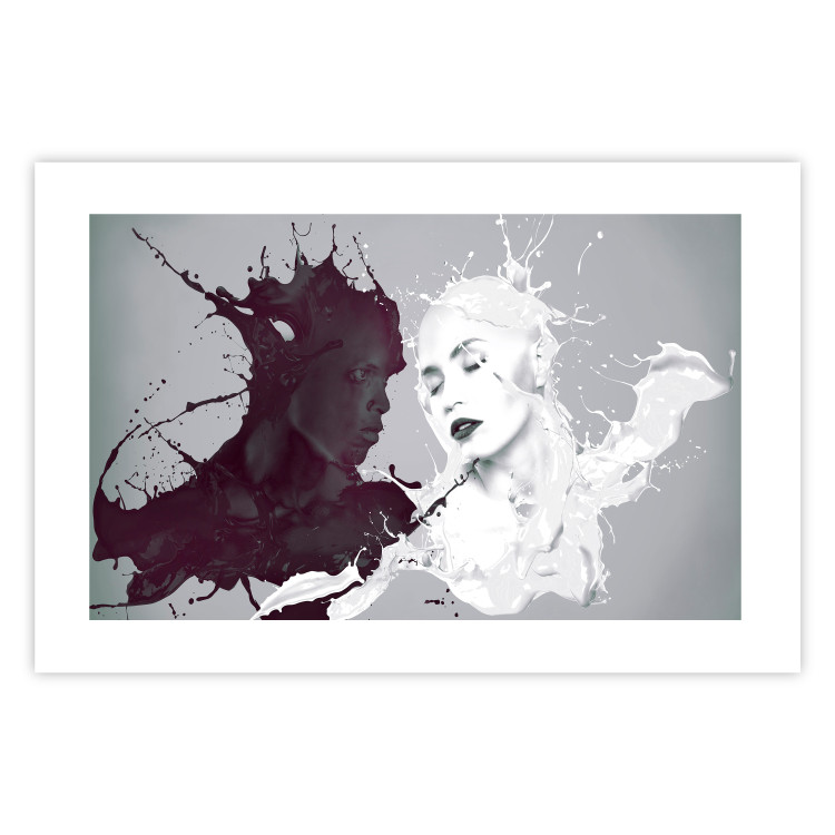 Wall Poster Opposites - abstract black and white depiction of love between a woman and a man 123487 additionalImage 16