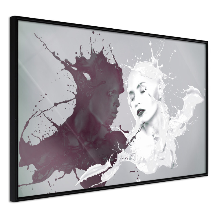 Wall Poster Opposites - abstract black and white depiction of love between a woman and a man 123487 additionalImage 10