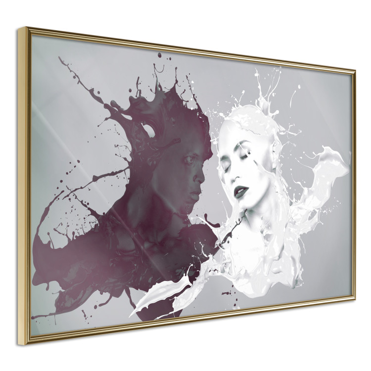 Wall Poster Opposites - abstract black and white depiction of love between a woman and a man 123487 additionalImage 12