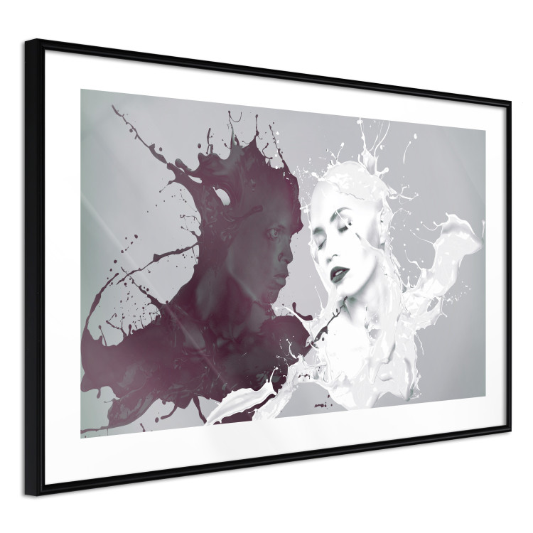 Wall Poster Opposites - abstract black and white depiction of love between a woman and a man 123487 additionalImage 11