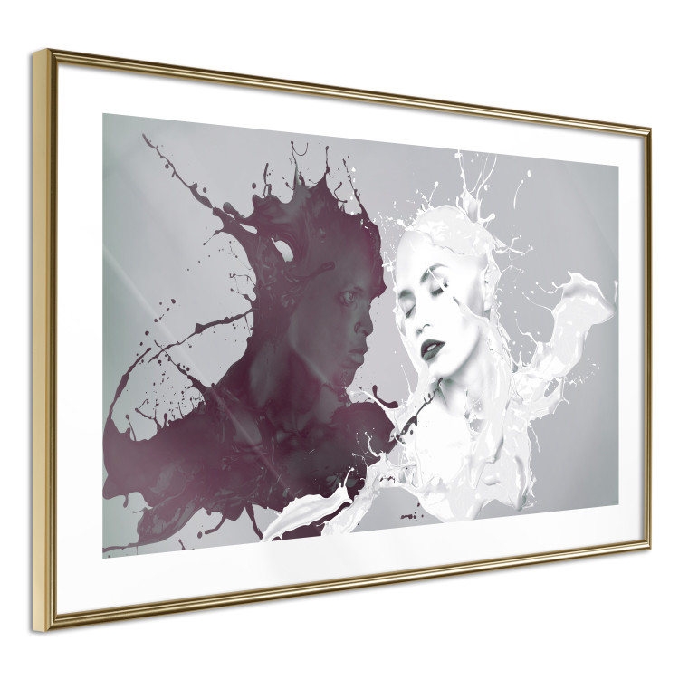 Wall Poster Opposites - abstract black and white depiction of love between a woman and a man 123487 additionalImage 6