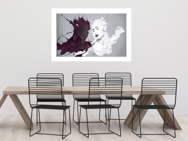 Wall Poster Opposites - abstract black and white depiction of love between a woman and a man 123487 additionalImage 2