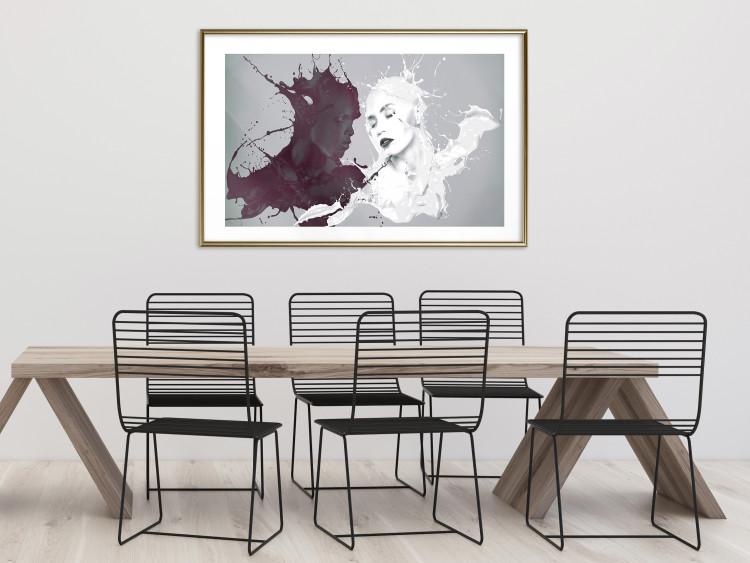 Wall Poster Opposites - abstract black and white depiction of love between a woman and a man 123487 additionalImage 13