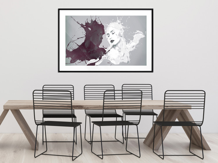 Wall Poster Opposites - abstract black and white depiction of love between a woman and a man 123487 additionalImage 4
