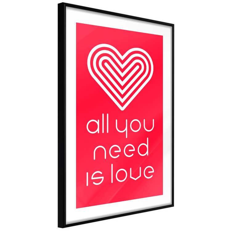 Poster Let's Love - striped heart and English captions on red background 123587 additionalImage 11