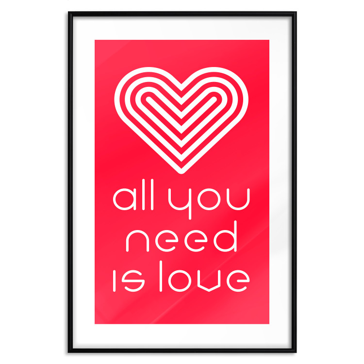 Poster Let's Love - striped heart and English captions on red background 123587 additionalImage 15