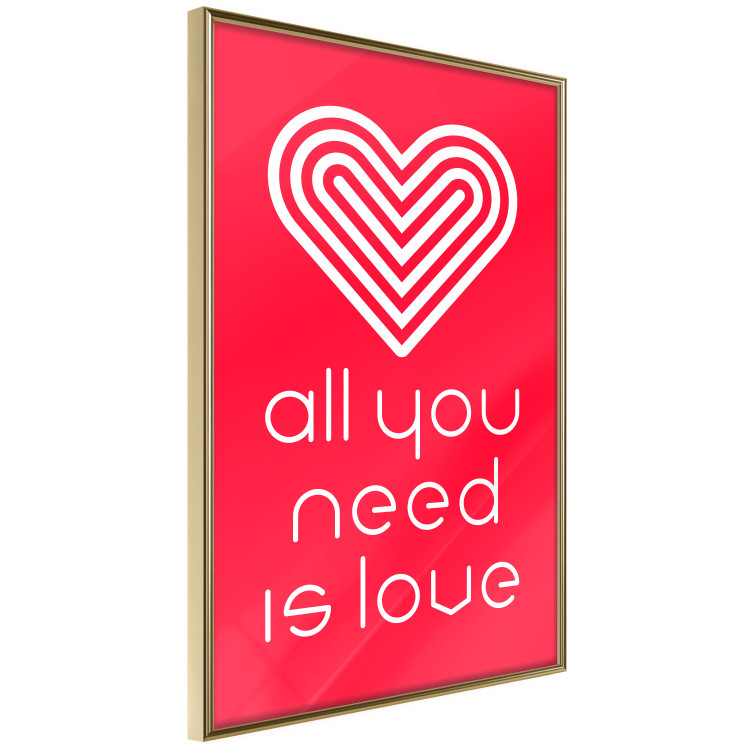 Poster Let's Love - striped heart and English captions on red background 123587 additionalImage 12