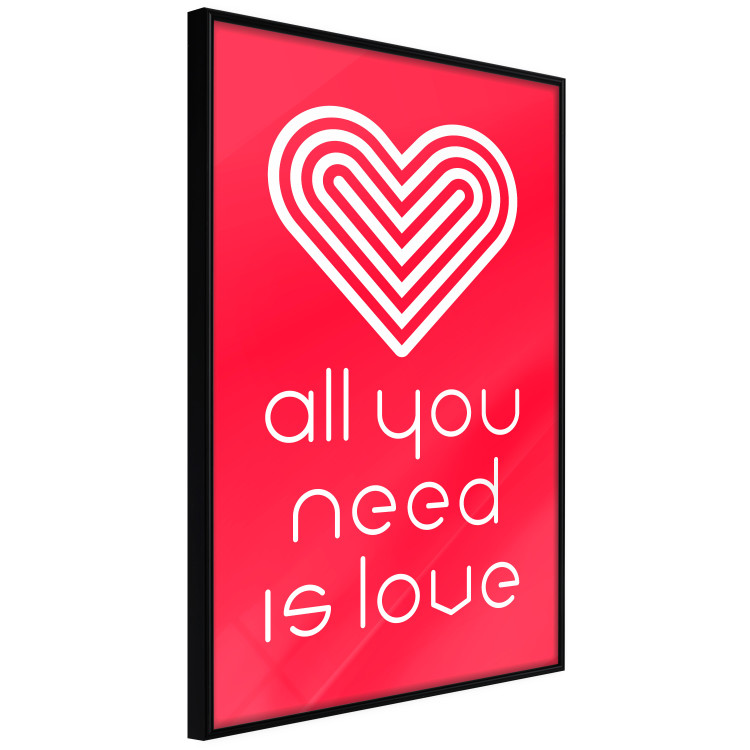 Poster Let's Love - striped heart and English captions on red background 123587 additionalImage 10