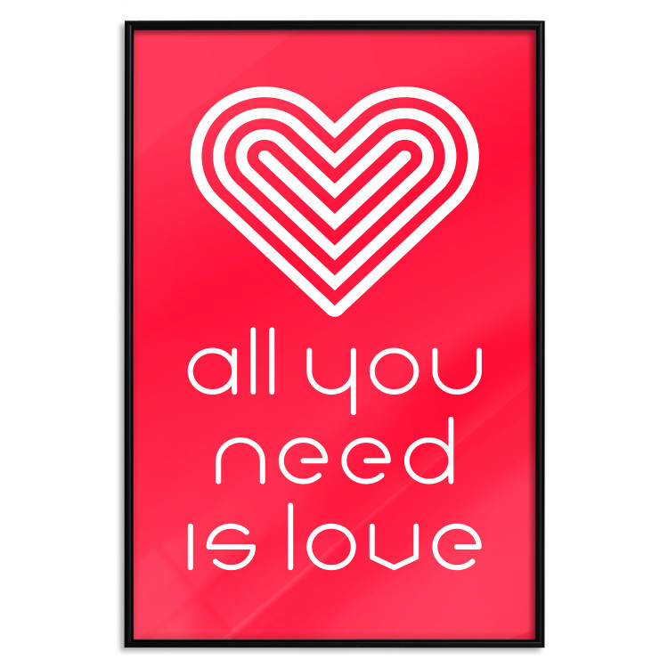 Poster Let's Love - striped heart and English captions on red background 123587 additionalImage 18
