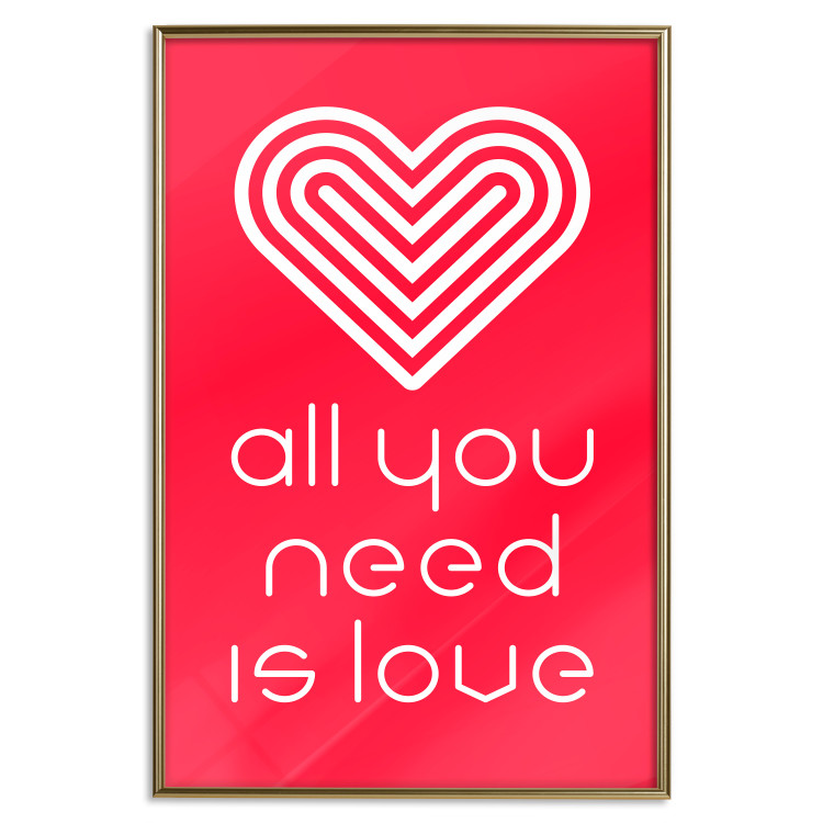 Poster Let's Love - striped heart and English captions on red background 123587 additionalImage 16